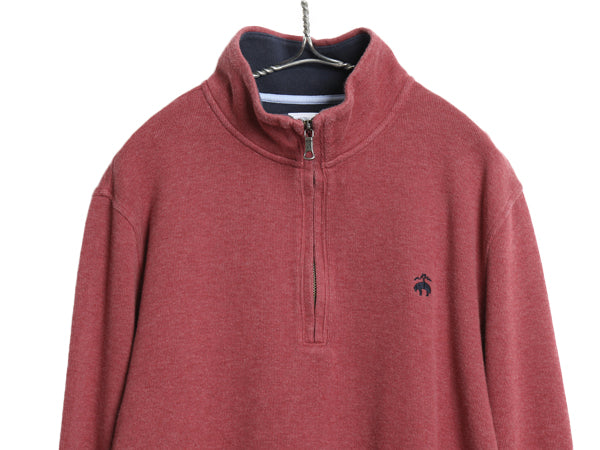 ブルックスブラザーズ ハーフジップ コットン ニット スウェット メンズ XL / 古着 リブ編み セーター トレーナー ストレッチ ワンポイント