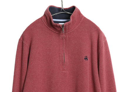 ブルックスブラザーズ ハーフジップ コットン ニット スウェット メンズ XL / 古着 リブ編み セーター トレーナー ストレッチ ワンポイント