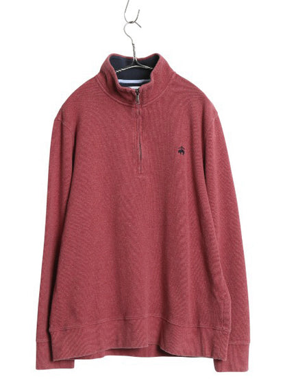 ブルックスブラザーズ ハーフジップ コットン ニット スウェット メンズ XL / 古着 リブ編み セーター トレーナー ストレッチ ワンポイント