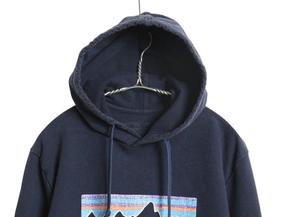パタゴニア プリント スウェット フード パーカー メンズ M / 19年製 トレーナー ストレッチ 裏起毛 プルオーバー ヘビーウェイト ネイビー