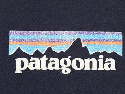 パタゴニア プリント スウェット フード パーカー メンズ M / 19年製 トレーナー ストレッチ 裏起毛 プルオーバー ヘビーウェイト ネイビー