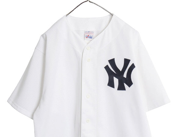 ヤンキース ベースボール シャツ メンズ L / MLB オフィシャル マジェスティック 大リーグ ユニフォーム ゲームシャツ メッシュ 半袖シャツ