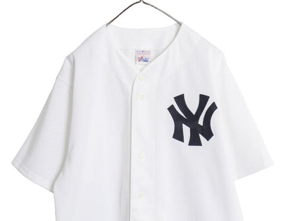 ヤンキース ベースボール シャツ メンズ L / MLB オフィシャル マジェスティック 大リーグ ユニフォーム ゲームシャツ メッシュ 半袖シャツ