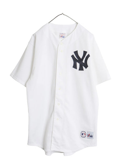 ヤンキース ベースボール シャツ メンズ L / MLB オフィシャル マジェスティック 大リーグ ユニフォーム ゲームシャツ メッシュ 半袖シャツ