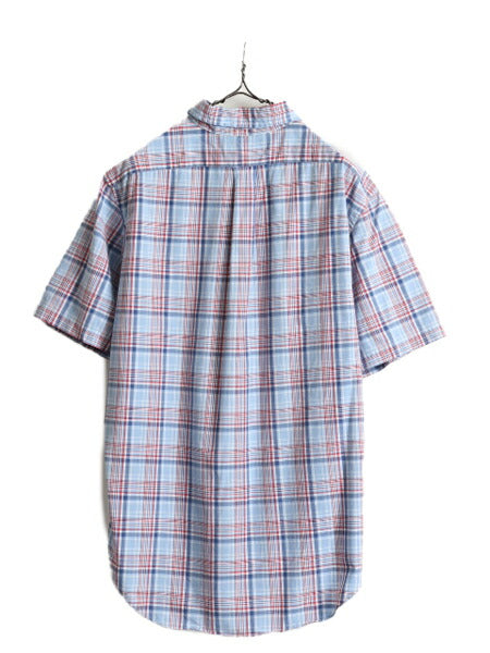 90s ■ ラルフローレン チェック 半袖 ボタンダウン シャツ メンズ L / 古着 90年代 オールド POLO コットン CLASSIC FIT ポロ 半袖シャツ