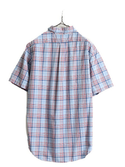 90s ■ ラルフローレン チェック 半袖 ボタンダウン シャツ メンズ L / 古着 90年代 オールド POLO コットン CLASSIC FIT ポロ 半袖シャツ