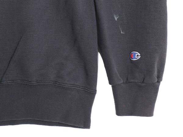 80s USA製 チャンピオン ワンポイント スウェット メンズ  XXL 古着 ヴィンテージ 裏起毛 トレーナー スクリプト ロゴ 前V 大きいサイズ 黒