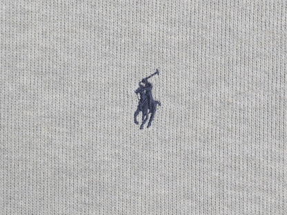 90s ポロ ラルフローレン リブ編み コットン ニット フード パーカー メンズ XL / オールド 前V スウェット セーター プルオーバー グレー