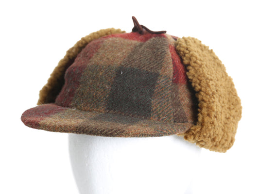 80s USA製 Seifter Associates ボア 耳当て付き キャップ メンズ レディース L 帽子 ヴィンテージ チェック ウール 中綿 ライナー ボンバー