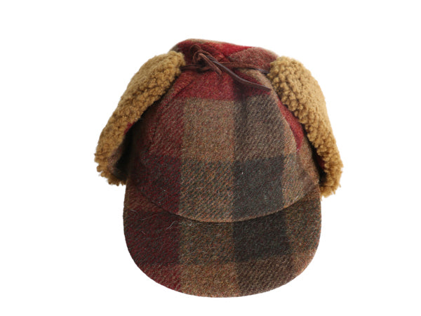 80s USA製 Seifter Associates ボア 耳当て付き キャップ メンズ レディース L 帽子 ヴィンテージ チェック ウール 中綿 ライナー ボンバー