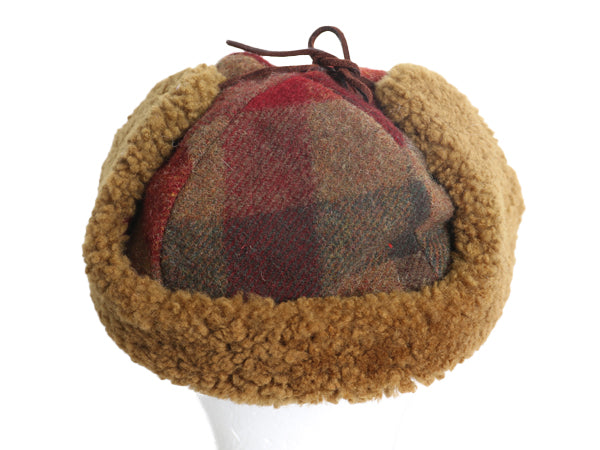 80s USA製 Seifter Associates ボア 耳当て付き キャップ メンズ レディース L 帽子 ヴィンテージ チェック ウール 中綿 ライナー ボンバー