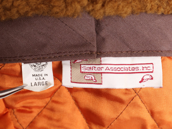 80s USA製 Seifter Associates ボア 耳当て付き キャップ メンズ レディース L 帽子 ヴィンテージ チェック ウール 中綿 ライナー ボンバー