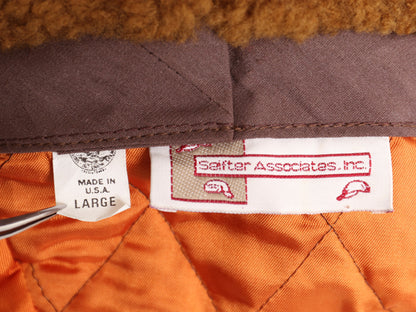 80s USA製 Seifter Associates ボア 耳当て付き キャップ メンズ レディース L 帽子 ヴィンテージ チェック ウール 中綿 ライナー ボンバー