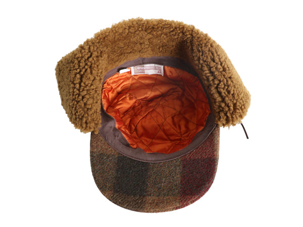 80s USA製 Seifter Associates ボア 耳当て付き キャップ メンズ レディース L 帽子 ヴィンテージ チェック ウール 中綿 ライナー ボンバー