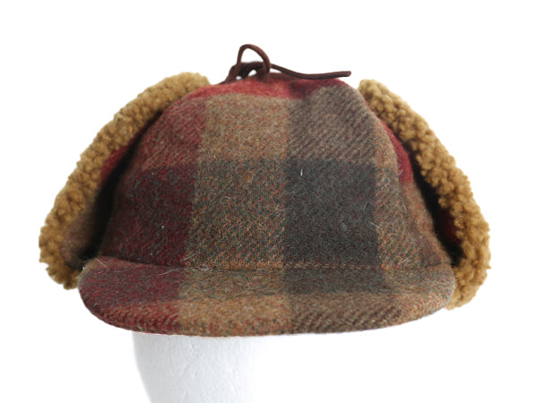 80s USA製 Seifter Associates ボア 耳当て付き キャップ メンズ レディース L 帽子 ヴィンテージ チェック ウール 中綿 ライナー ボンバー