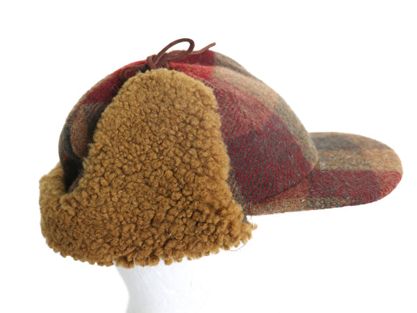 80s USA製 Seifter Associates ボア 耳当て付き キャップ メンズ レディース L 帽子 ヴィンテージ チェック ウール 中綿 ライナー ボンバー