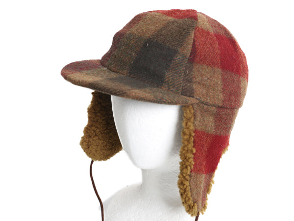 80s USA製 Seifter Associates ボア 耳当て付き キャップ メンズ レディース L 帽子 ヴィンテージ チェック ウール 中綿 ライナー ボンバー