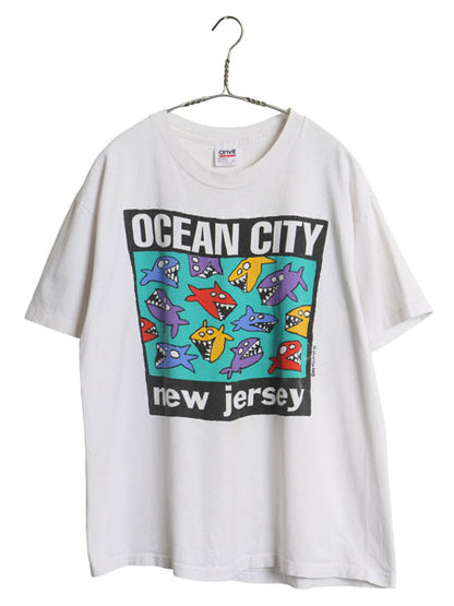 90s USA製 BIG HEAD designs アート イラスト プリント 半袖 Tシャツ メンズ L 古着 オールド キャラクター グラフィック シングルステッチ