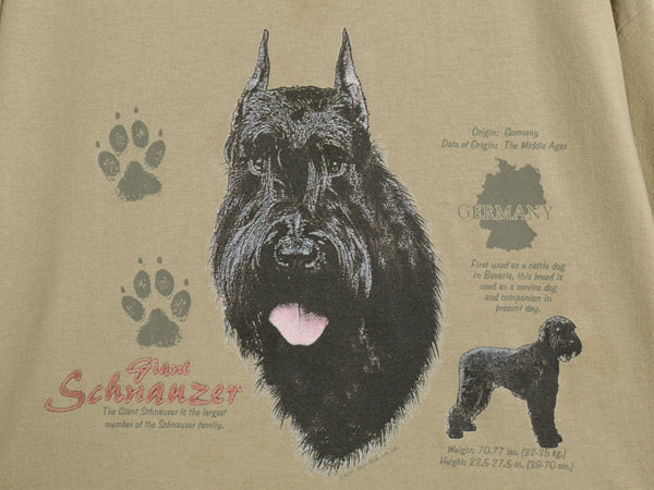 00s ドッグ イラスト プリント 半袖 Tシャツ メンズ レディース XL 程/ オールド 犬 アニマル アート キャラクター 大きいサイズ カーキ