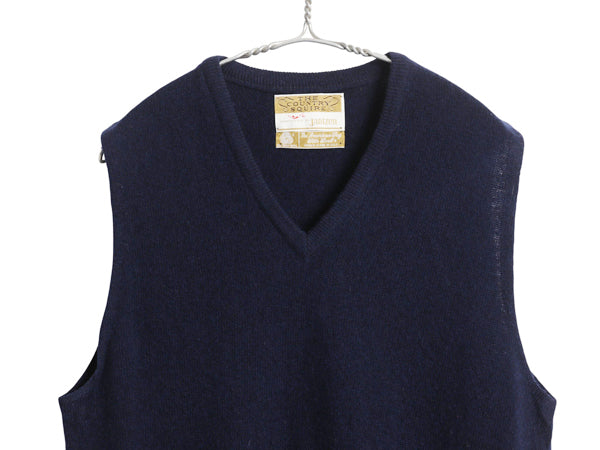 70s USA製 ジャンセン ウール ニット ベスト メンズ M / ヴィンテージ Vネック セーター 重ね着 無地 ノースリーブ ジレ シンプル きれいめ