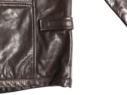 90s バナナリパブリック 本革 レザー スポーツ ジャケット メンズ L / オールド 革ジャン フルジップ シングル ライダース スイングトップ 