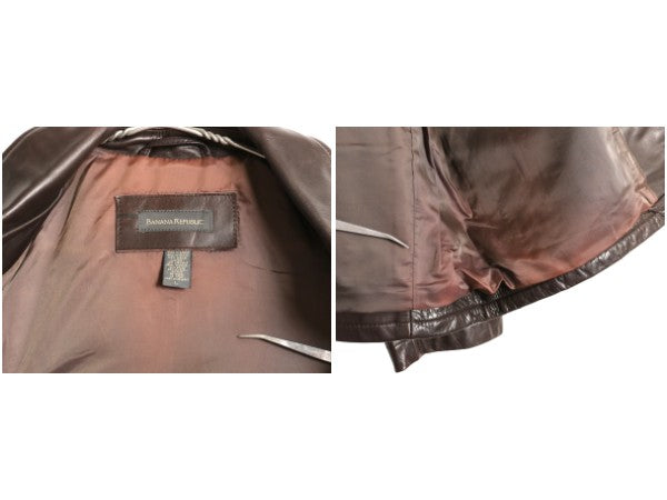 90s バナナリパブリック 本革 レザー スポーツ ジャケット メンズ L / オールド 革ジャン フルジップ シングル ライダース スイングトップ 