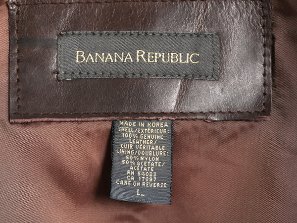 90s バナナリパブリック 本革 レザー スポーツ ジャケット メンズ L / オールド 革ジャン フルジップ シングル ライダース スイングトップ 