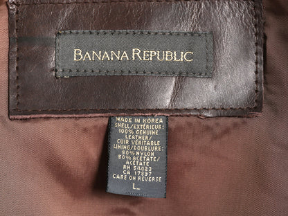 90s バナナリパブリック 本革 レザー スポーツ ジャケット メンズ L / オールド 革ジャン フルジップ シングル ライダース スイングトップ 