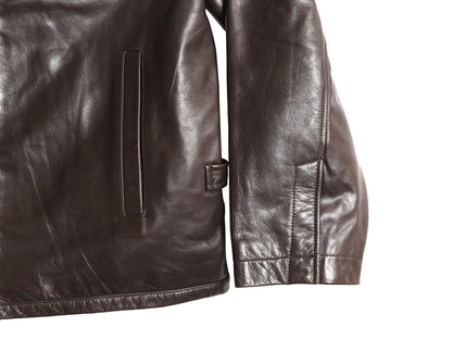 90s バナナリパブリック 本革 レザー スポーツ ジャケット メンズ L / オールド 革ジャン フルジップ シングル ライダース スイングトップ 