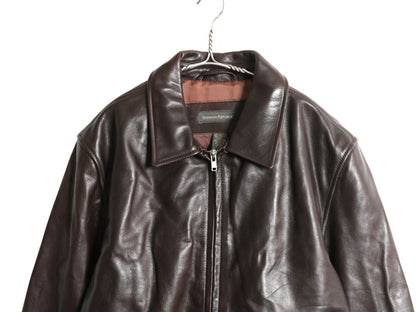 90s バナナリパブリック 本革 レザー スポーツ ジャケット メンズ L / オールド 革ジャン フルジップ シングル ライダース スイングトップ 