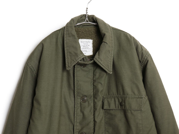 80s 米軍実物 USN ネイビー A-2 デッキ ジャケット メンズ L / 古着 83年製 ヴィンテージ ミリタリー 軍物 裏ボア ライナー付き ジャンパー