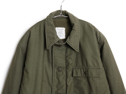 80s 米軍実物 USN ネイビー A-2 デッキ ジャケット メンズ L / 古着 83年製 ヴィンテージ ミリタリー 軍物 裏ボア ライナー付き ジャンパー