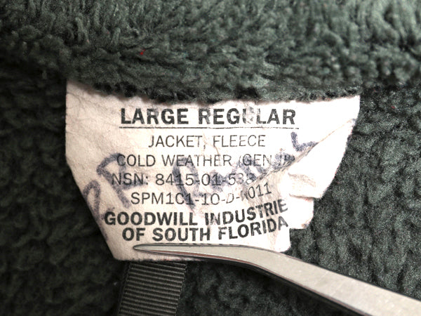 米軍実物 ECWCS GEN3 フルジップ フリース ジャケット LARGE REGULAR 古着 10年製 ミリタリー アーミー 軍物 レベル3 ブルゾン ジャンパー 