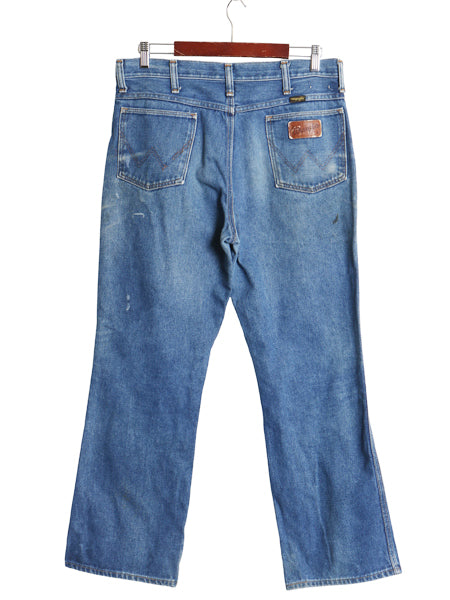 80s USA製 ラングラー ブーツカット デニム パンツ メンズ 34 30 古着 ヴィンテージ 945PW フレア ジーパン ジーンズ ヒゲ ダメージ アタリ
