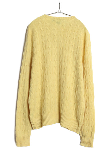 90s ポロ ラルフローレン ケーブル ニット セーター メンズ L オールド 100% カシミヤ 長袖ニット ポニー無し 無地 シンプル きれいめ 薄手