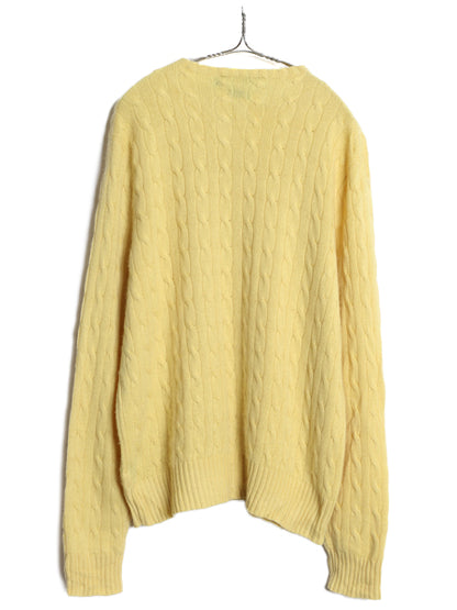 90s ポロ ラルフローレン ケーブル ニット セーター メンズ L オールド 100% カシミヤ 長袖ニット ポニー無し 無地 シンプル きれいめ 薄手