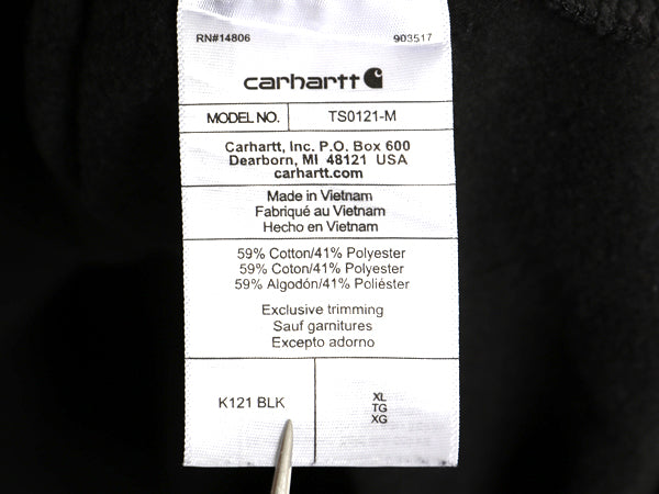 カーハート スウェット フード パーカー メンズ XL / 古着 トレーナー ミドルウェイト プルオーバー 裏起毛 ワンポイント 大きいサイズ 黒