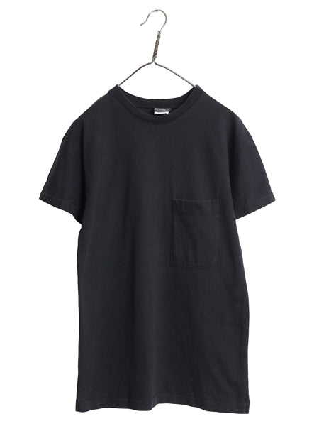 90s USA製 ポケット付き 無地 半袖 Tシャツ メンズ M オールド ヘビーウェイト コットン ポケT カットソー トップス シンプル ブランク 黒