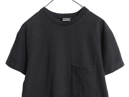 90s USA製 ポケット付き 無地 半袖 Tシャツ メンズ M オールド ヘビーウェイト コットン ポケT カットソー トップス シンプル ブランク 黒