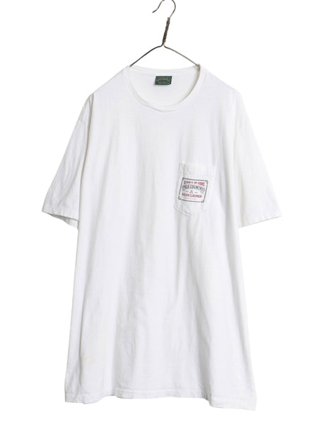 90s USA製 ポロカントリー ラルフローレン ポケット付き 半袖 Tシャツ メンズ XL / オールド プリント ポケT ワンポイント 大きいサイズ 白