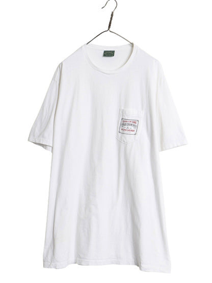 90s USA製 ポロカントリー ラルフローレン ポケット付き 半袖 Tシャツ メンズ XL / オールド プリント ポケT ワンポイント 大きいサイズ 白