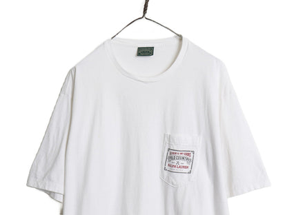 90s USA製 ポロカントリー ラルフローレン ポケット付き 半袖 Tシャツ メンズ XL / オールド プリント ポケT ワンポイント 大きいサイズ 白