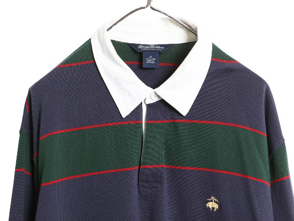 ブルックスブラザーズ ボーダー 長袖 ラガーシャツ メンズ XL / ラグビー 長袖シャツ ポロシャツ ワンポイント 大きいサイズ マルチカラー
