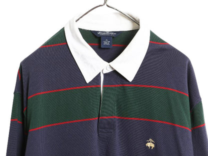 ブルックスブラザーズ ボーダー 長袖 ラガーシャツ メンズ XL / ラグビー 長袖シャツ ポロシャツ ワンポイント 大きいサイズ マルチカラー