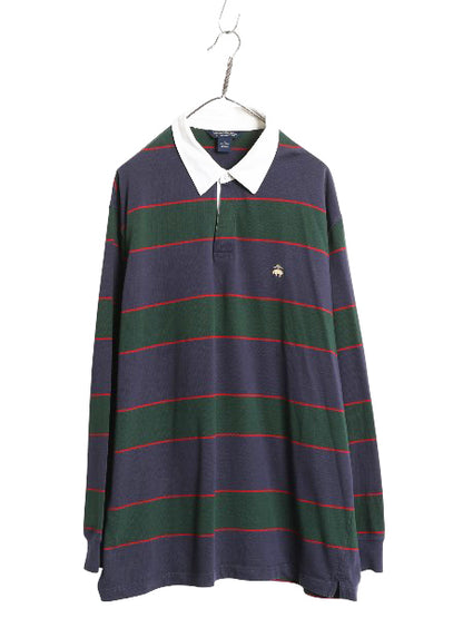 ブルックスブラザーズ ボーダー 長袖 ラガーシャツ メンズ XL / ラグビー 長袖シャツ ポロシャツ ワンポイント 大きいサイズ マルチカラー