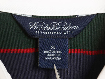 ブルックスブラザーズ ボーダー 長袖 ラガーシャツ メンズ XL / ラグビー 長袖シャツ ポロシャツ ワンポイント 大きいサイズ マルチカラー