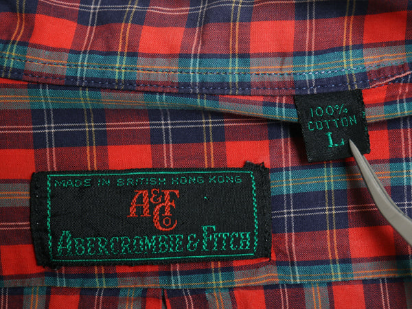 80s Abercrombie&Fitch チェック 長袖 ボタンダウン シャツ メンズ L / ヴィンテージ コットン ポケット付き マルチカラー カジュアル 薄手
