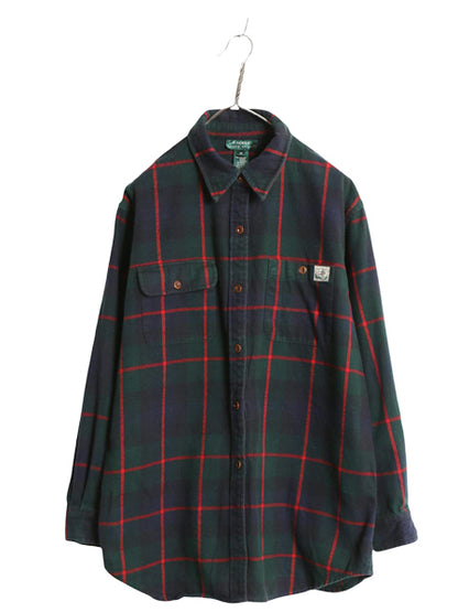 90s ローレン ラルフローレン チェック 長袖 ヘビー フランネル シャツ レディース メンズ M / オールド ポロ ネルシャツ ヘビーウェイト