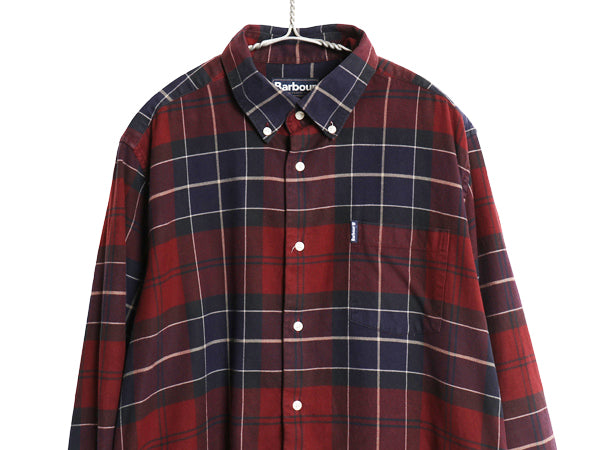 バブアー チェック 長袖 ボタンダウン シャツ メンズ M / TAILORED FIT 起毛 コットン ネルシャツ ワンポイント ポケット付き マルチカラー