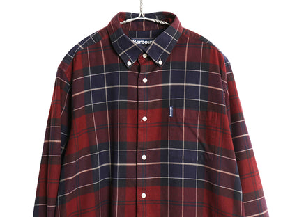 バブアー チェック 長袖 ボタンダウン シャツ メンズ M / TAILORED FIT 起毛 コットン ネルシャツ ワンポイント ポケット付き マルチカラー